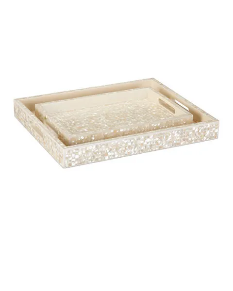 Product Image 1 for Mother of Pearl Tray Set of 2 from Currey & Company