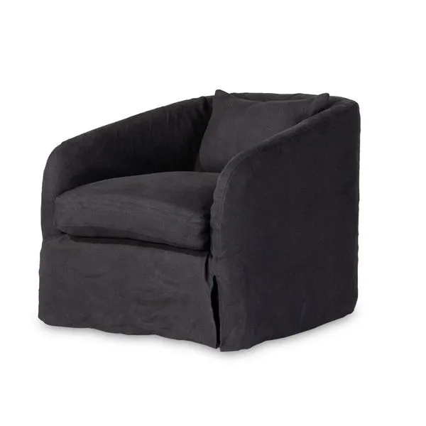 Product Image 1 for Topanga Navy Linen Slipcover Swivel Chair - Flanders Navy from Four Hands