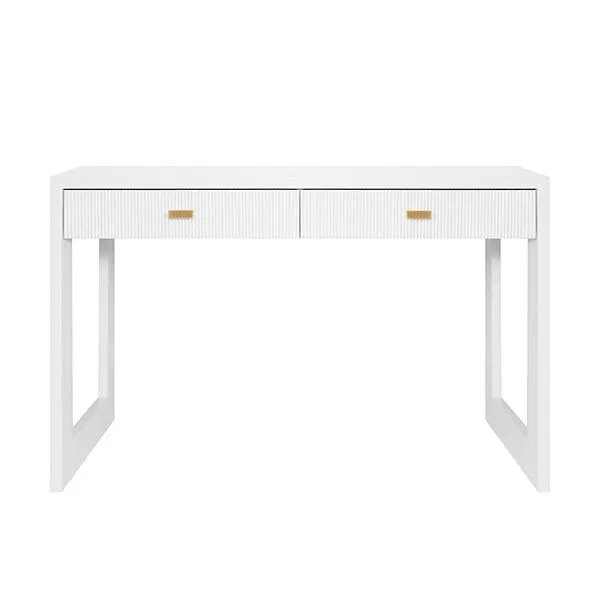 Product Image 1 for Larkin Two Drawer Desk With Fluted Detail In Matte White Lacquer from Worlds Away
