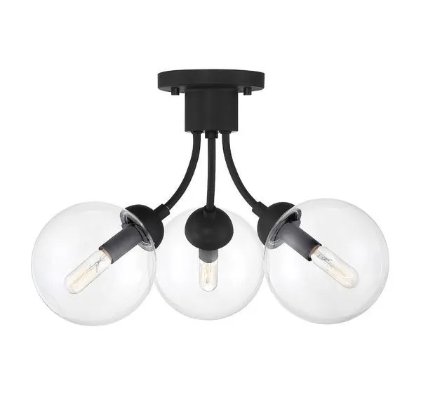 Product Image 7 for Ryan 3 Light Matte Black Semi Flush from Savoy House 