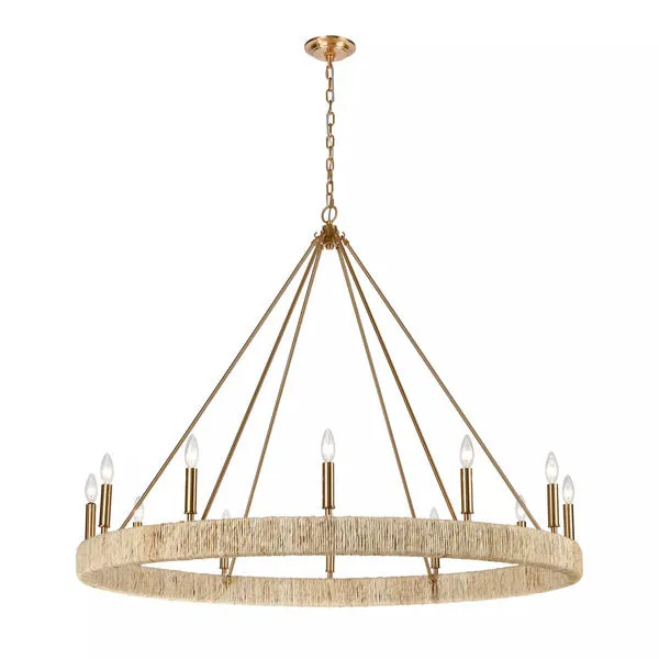 Product Image 4 for Abaca 12 Light Chandelier In Satin Brass from Elk Lighting