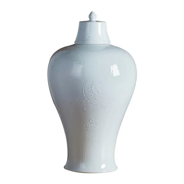 Product Image 1 for White Carved Dragon Plum Vase With Lid from Legend of Asia