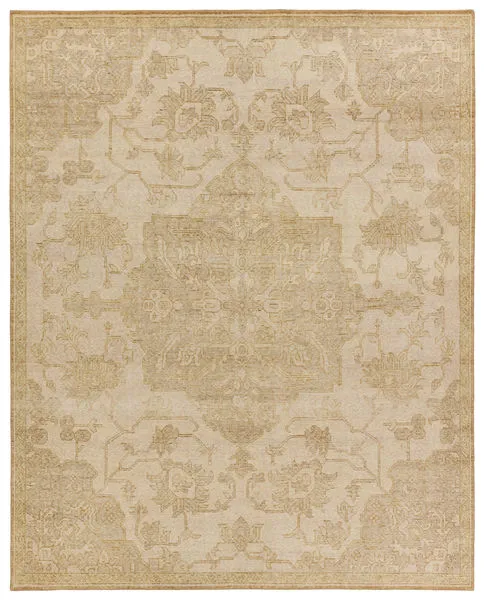 Product Image 1 for Danet Hand-Knotted Medallion Tan / Gold Rug 10' x 14' from Jaipur 