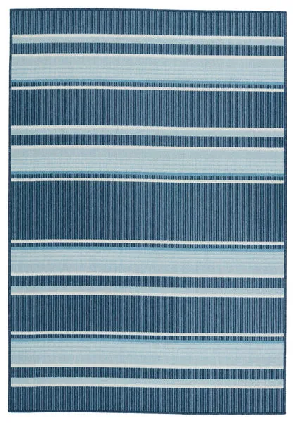 Product Image 4 for Devato Indoor/ Outdoor Striped Blue/ Cream Rug from Jaipur 