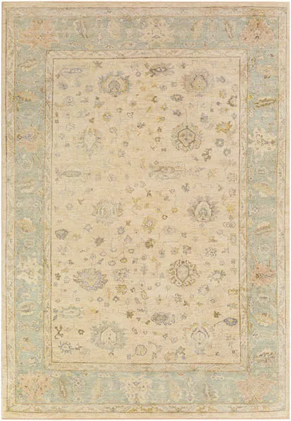 Product Image 1 for Normandy Hand-Knotted Wool Seafoam / Beige Rug - 6' x 9' from Surya