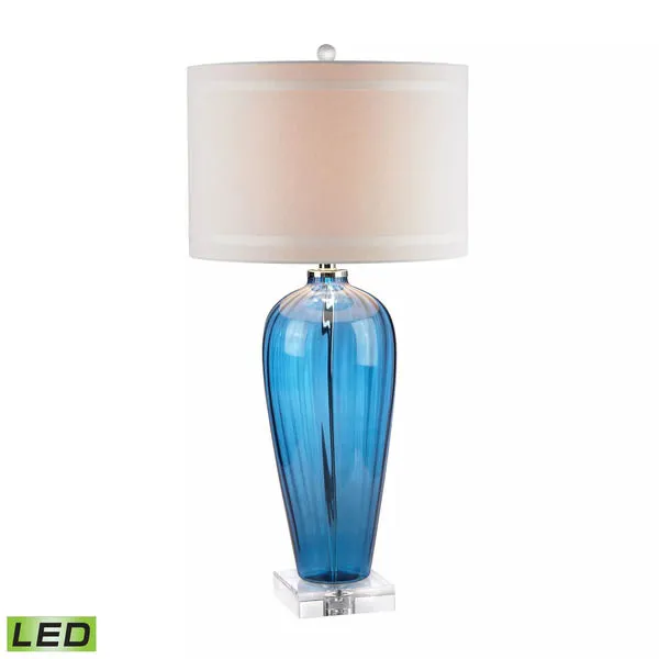 Product Image 1 for Blue Glass Table Lamp With Crystal Base And Linen Shade from Elk Home