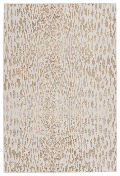 Ivory and gold Kimball rug with leopard print pattern and metallic sheen