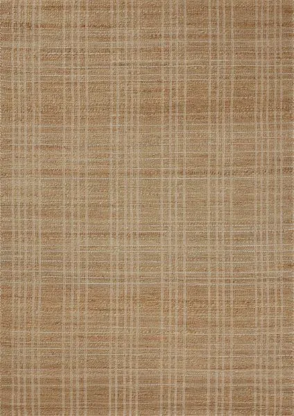 Natural cream Judy rug with a handwoven jute and cotton plaid design in beige and white tones