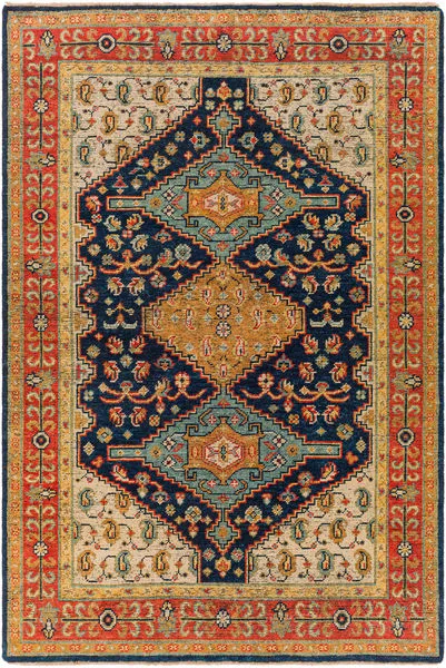 Product Image 1 for Reign Hand-Knotted Navy / Tan Rug - 6' x 9' from Surya
