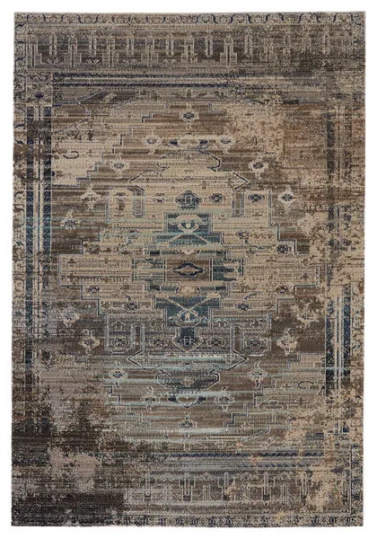 Product Image 3 for Cicero Indoor/ Outdoor Medallion Taupe/ Blue Rug from Jaipur 