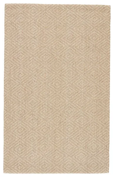 Light gray sisal area rug with natural diamond lattice geometric pattern