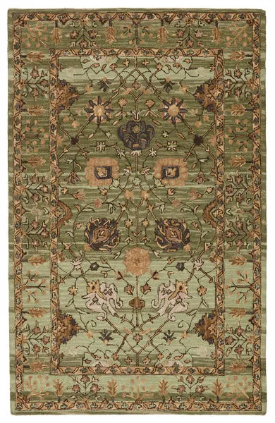 Product Image 1 for Vibe By Ahava Handmade Oriental Green/ Beige Rug from Jaipur 