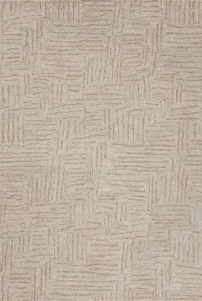 Neutral Polly Smoke/Sand rug with a hand-tufted wool and jute pile featuring a textured, gridded pattern.