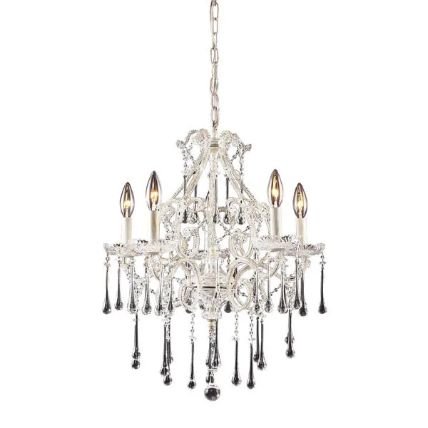 Product Image 1 for 5 Light Chandelier In Antique White And Clear Crystal from Elk Lighting