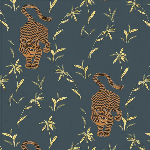 Product Image 1 for Stalking Tiger Dark Moss Removable Peel & Stick Wallpaper from Mitchell Black