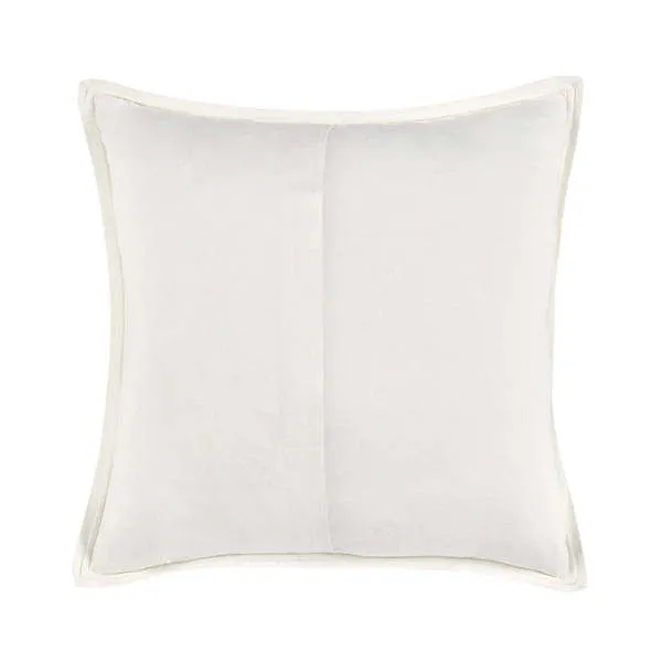 Ivory square sham made of soft cotton linen blend with crisp mitered corners and clean seam detail