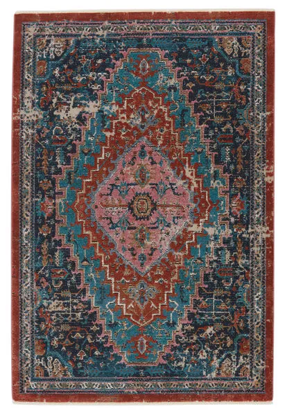 Product Image 6 for Marielle Medallion Blue/ Rust Rug from Jaipur 