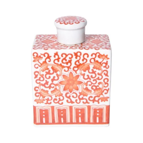 Product Image 1 for Coral Red Twisted Lotus Mini Square Jar from Legend of Asia