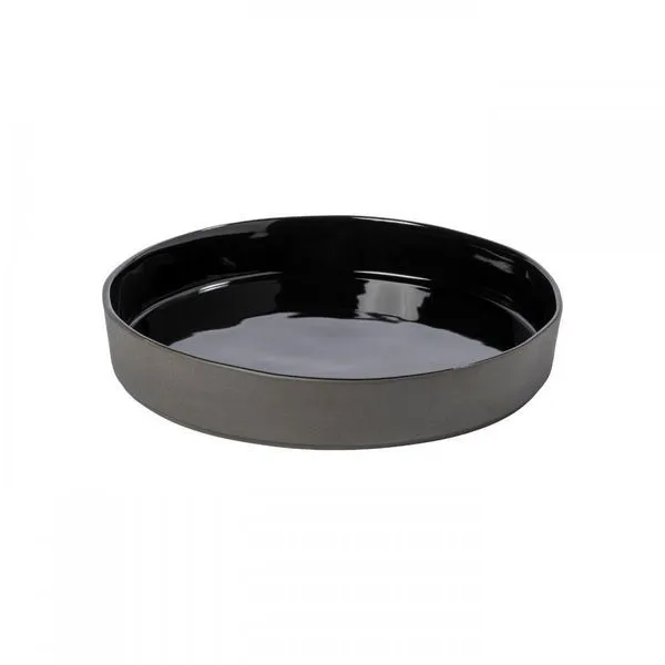 Black Lagoa Eco Gres bowl with matte dark grey textured exterior and glossy black interior