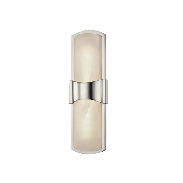 Valencia 1 Light LED Wall Sconce with light-diffusive Spanish alabaster panels and aged brass center band