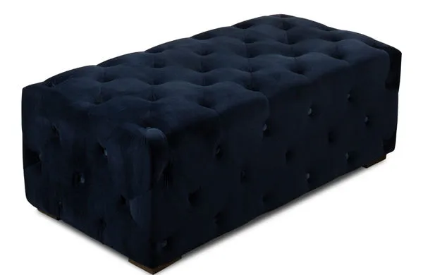 Product Image 2 for Tufted Overall Ottoman, Blue Velvet from Sarreid Ltd.