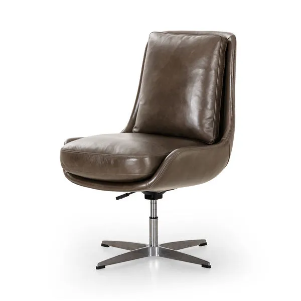 Product Image 1 for Burbank Brown Leather Modern Desk Chair from Four Hands