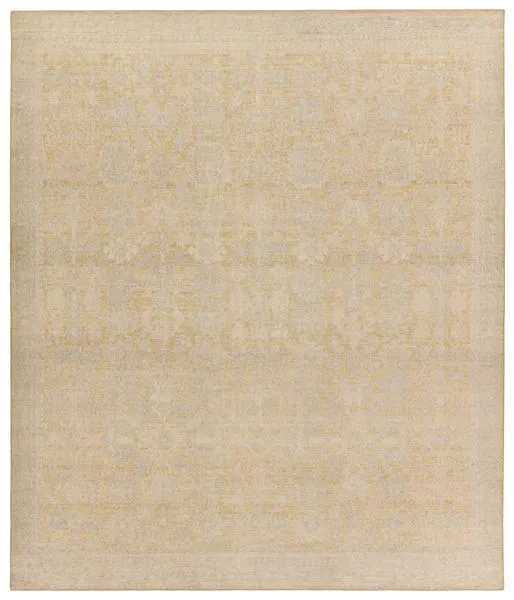 Product Image 1 for Antony Hand-Knotted Floral Yellow / Light Gray Rug 18" x 18" from Jaipur
