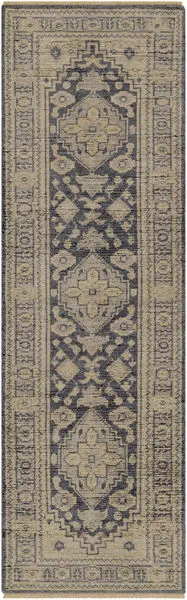 Product Image 1 for Reign Hand-Knotted Black / Tan Rug - 2'6" x 8' from Surya