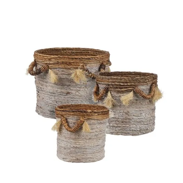 Product Image 1 for Croix Banana Leaf Baskets (Set Of Three) from BIDKHome