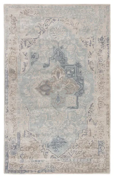 Product Image 2 for Bronde Handmade Medallion Gray/ Light Blue Rug from Jaipur 