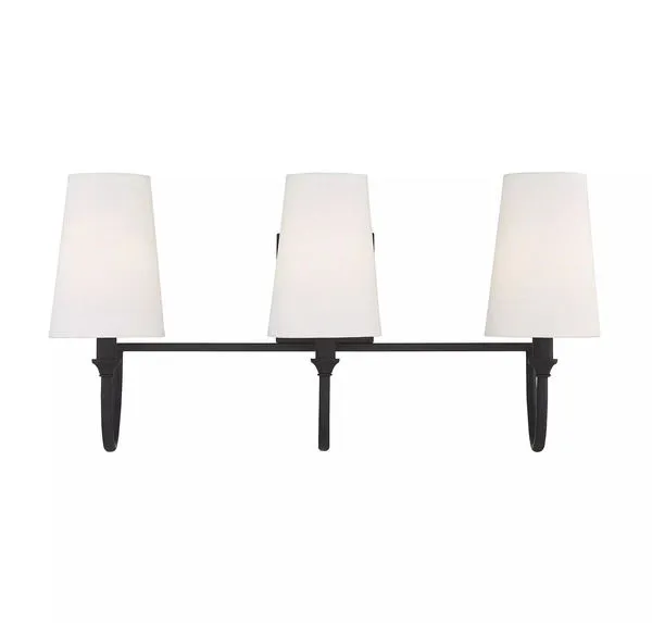 Product Image 2 for Cameron 
 Matte Black 3 Light Bath from Savoy House 