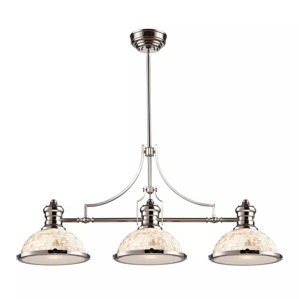 Product Image 1 for Chadwick 3 Light Island Light In Polished Nickel With Cappa Shell  from Elk Lighting