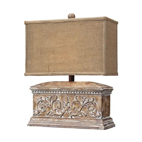 Product Image 1 for Pinder Distressed Table Lamp In Corbel Finish With Burlap Shade from Elk Home