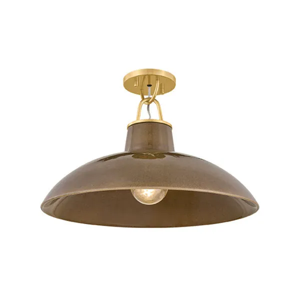 Product Image 1 for Pottersville Aged Brass / Ceramic Umber Crackle Flush Mount from Hudson Valley