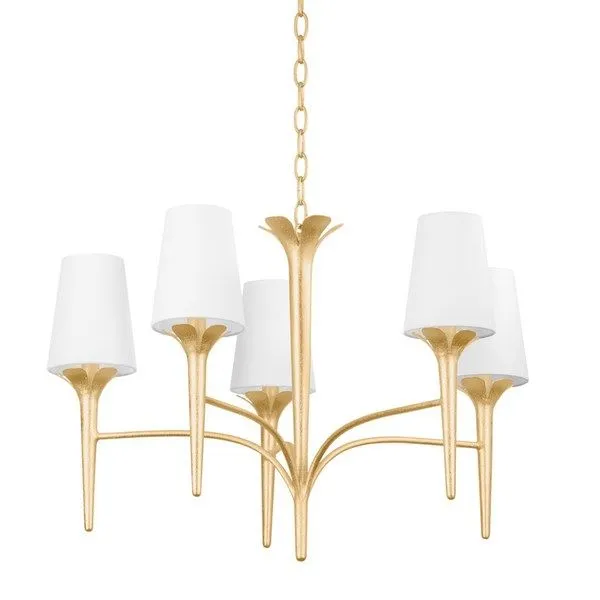 Product Image 1 for Emily 5-Light Modern Metal Gold Leaf Chandelier from Mitzi