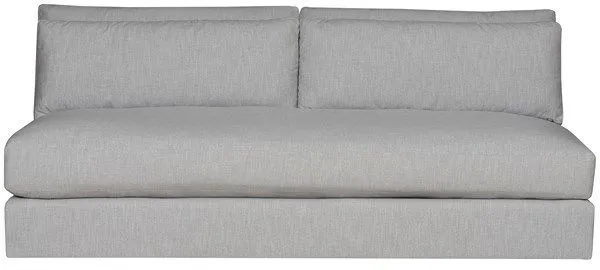 Leone Modular Sectional armless bench sofa in light gray Identify Dove fabric with two back cushions