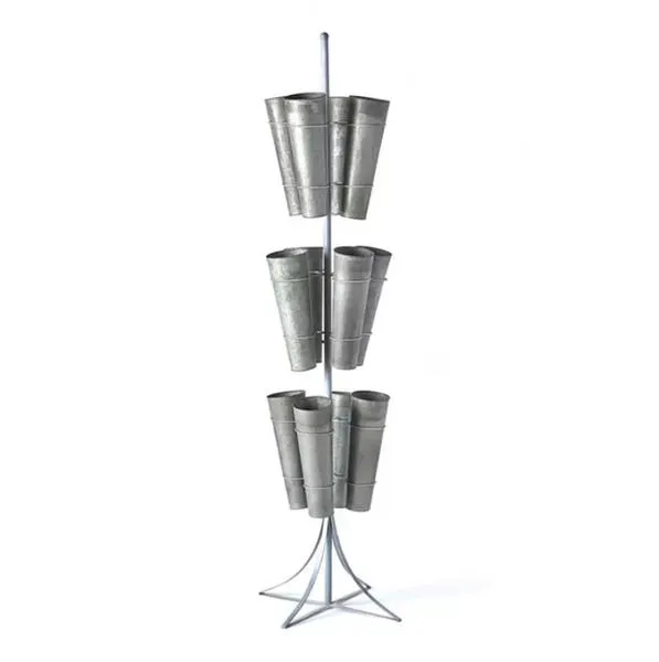 Product Image 1 for Galvanized 12-Bucket 3-Tier Floral Display Stand from Napa Home And Garden