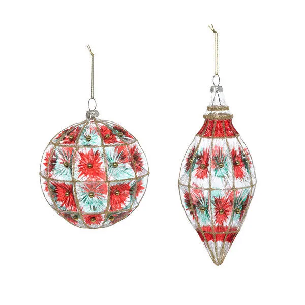 Product Image 1 for Victoria Starburst Pattern Glass Ornament, Set of 2 from Park Hill Collection