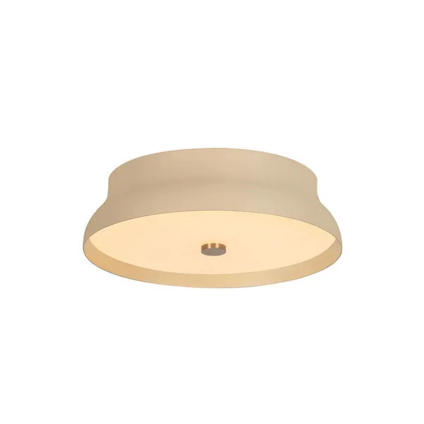 Shore Flush Mount ceiling light in cream gesso with flared silhouette and white glass diffuser