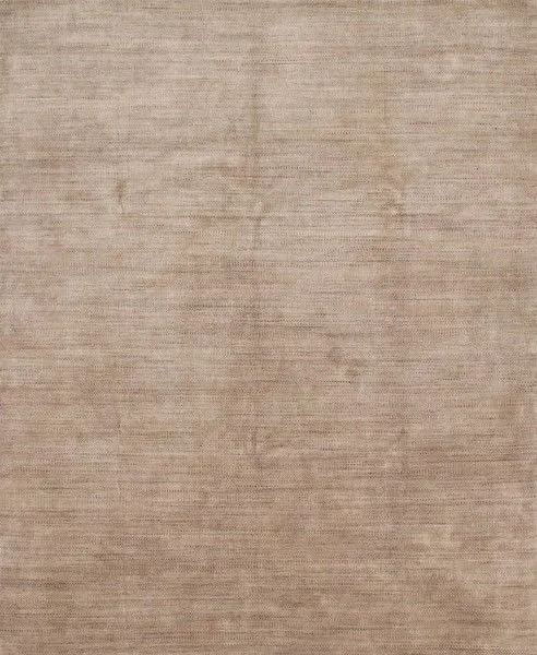 Taupe hand-loomed rug with subtle horizontal texture in bamboo viscose and wool blend