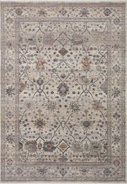 Lyra Pebble Multi Rug with traditional floral medallion pattern and muted watercolor palette in soft tones