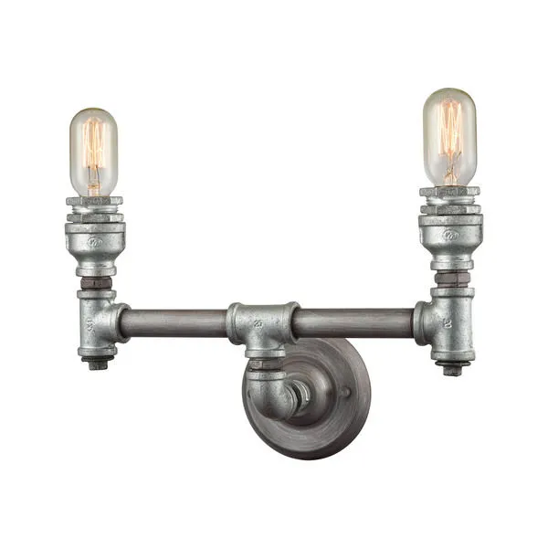 Product Image 1 for Cast Iron Pipe 2 Light Vanity In Weathered Zinc from Elk Lighting