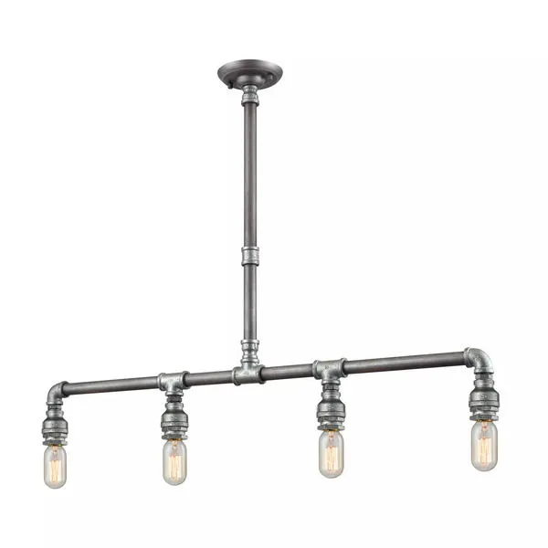 Product Image 1 for Cast Iron Pipe 4 Light Island In Weathered Zinc from Elk Lighting