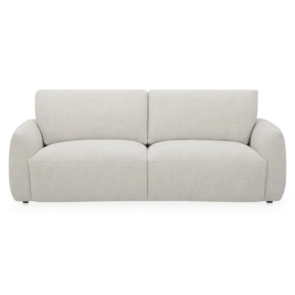 Callie Sofa in light neutral fabric with high back, angled arms, and gently textured upholstery