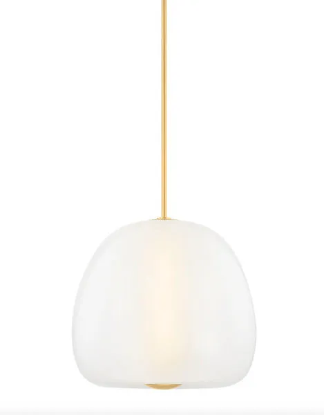 Close-up of Scranton Pendant showing soft matte texture of frosted glass shade against white background