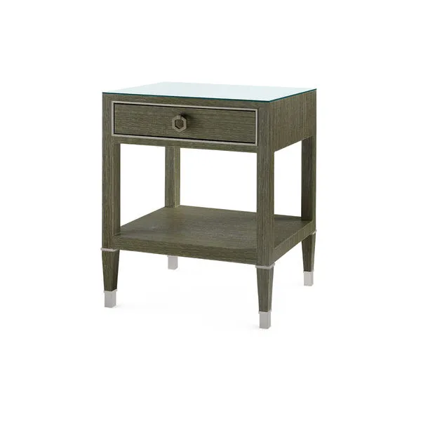 Product Image 1 for Morris 1-Drawer Side Table with Glass Top Deep Olive from Villa & House