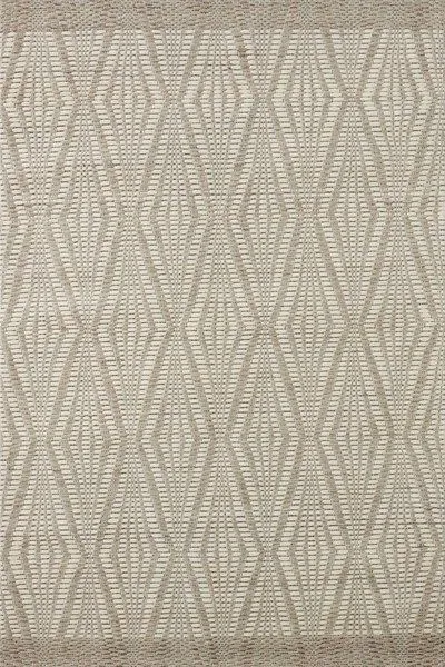 Kenzie Ivory Taupe Rug with tonal taupe geometric patterns on an ivory hand-woven texture