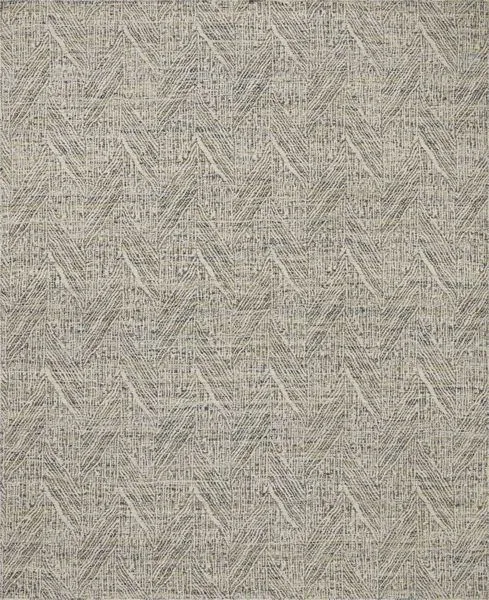 Ivory geometric rug with layered zigzag pattern and textured handwoven yarns
