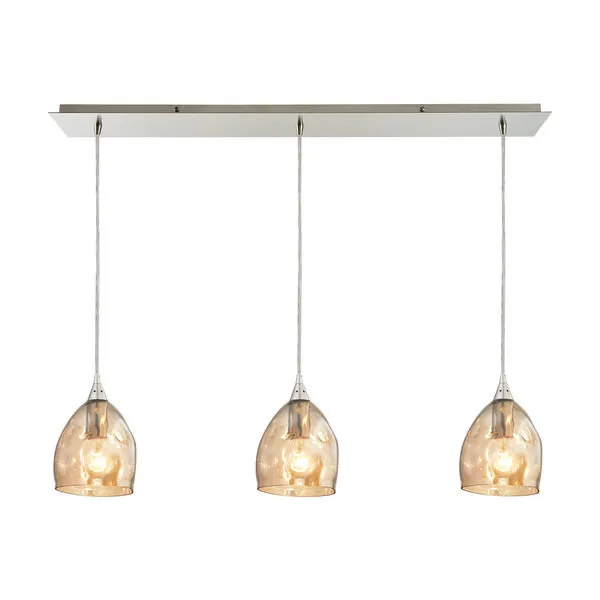 Product Image 1 for Niche 3 Light Pendant In Satin Nickel And Champagne Plated Glass from Elk Lighting