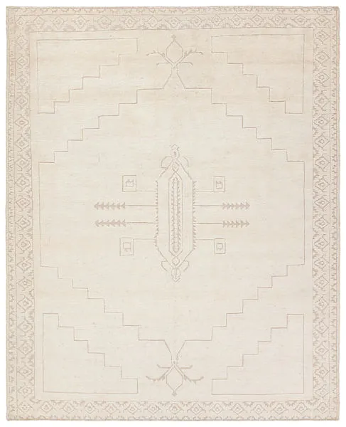 Product Image 1 for Imbar Handknotted Medallion Cream / Taupe Rug from Jaipur 